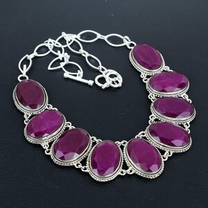 Faceted Kashmir Ruby Necklace Handmade Jewelry Vintage Gemstone Necklace 925 Sterling Silver Necklace Adjustable Chain Necklace Wedding Gift