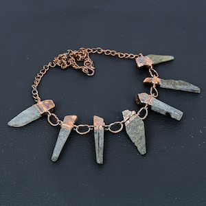 Handmade Electroformed Copper Labradorite Necklace: Adjustable Chain
