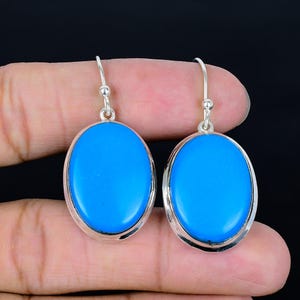 Sleeping Beauty Turquoise Earrings: Antique Sterling Silver Drop Earrings