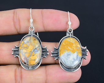 Handmade Maligano Jasper Earrings: 925 Sterling Silver Dainty Jewelry