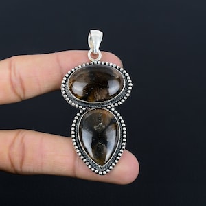 Handmade Chiastolite Pendant: 925 Sterling Silver Vintage Jewelry