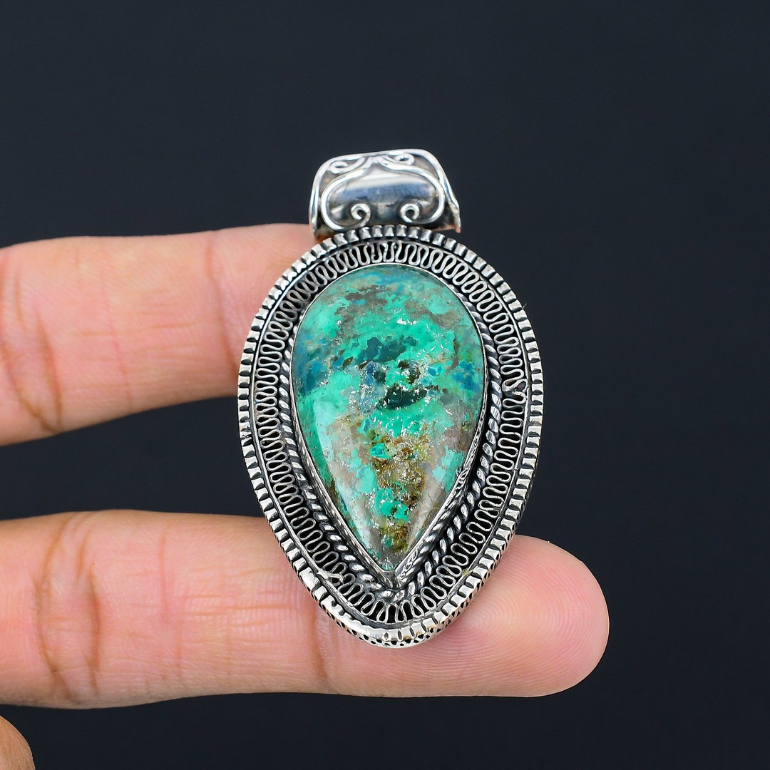 •SHATTUCKITE SPEAR TEAR• sterling silver pendant