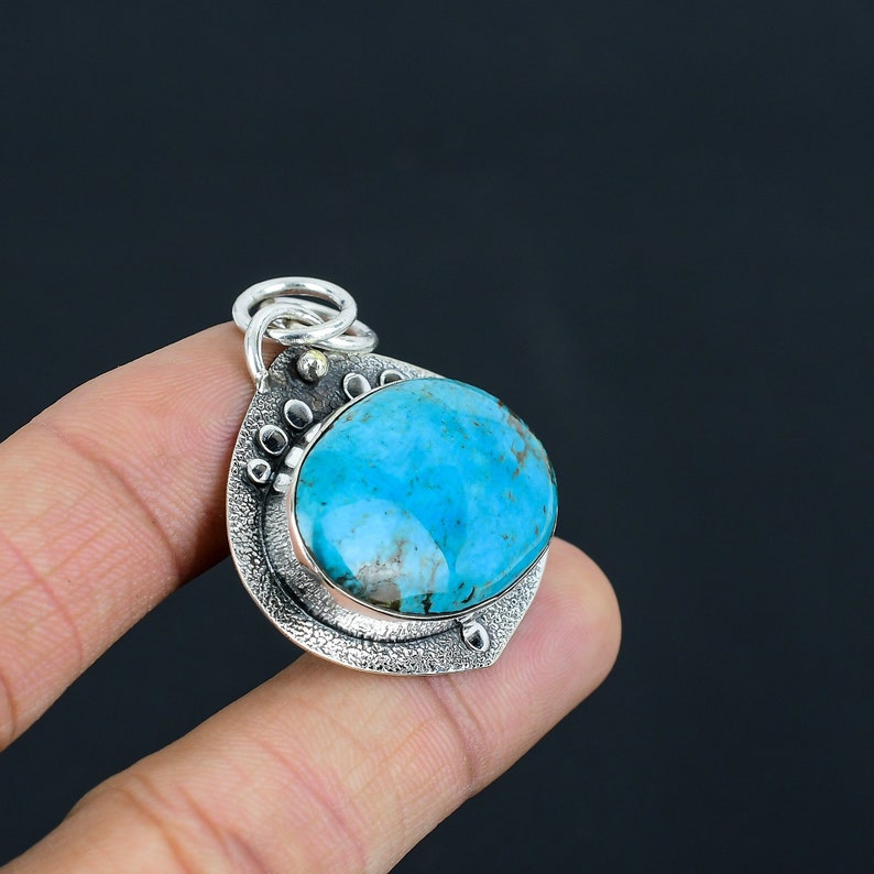 Tibetan Turquoise Pendant Handmade Jewelry Gemstone Pendant 925 ...