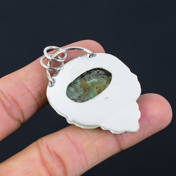 Pendentif Fleur émeraude Et Rubis En Argent 925 Fait Main - Bijou Artisanal
