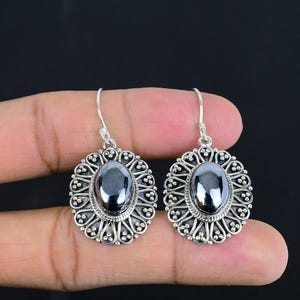 Shungite Earring Wonderful Vintage Earring Handmade Gemstone Earrings 925 Sterling Silver Earring Natural Shungite Jewelry Gifts For Friend