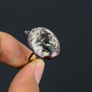 Astrophyllite Ring Electroformed Copper Ring Adjustable Ring Astrophyllite Jewelry Handmade Gemstone Ring Electroformed Jewelry Gift For Him