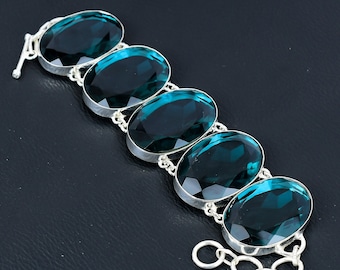 Handgefertigtes Indigolith Edelstein Armband: Verstellbares 925 Sterling Silber Schmuck