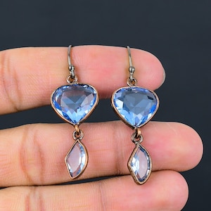 Handmade Faceted Tanzanite Quartz Earrings: Electroformed Copper Jewelry
