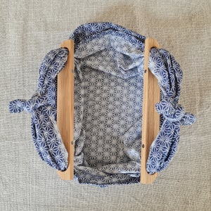 Asa de bolso Furoshiki Patchin pequeña fabricada en madera de roble o nogal imagen 6