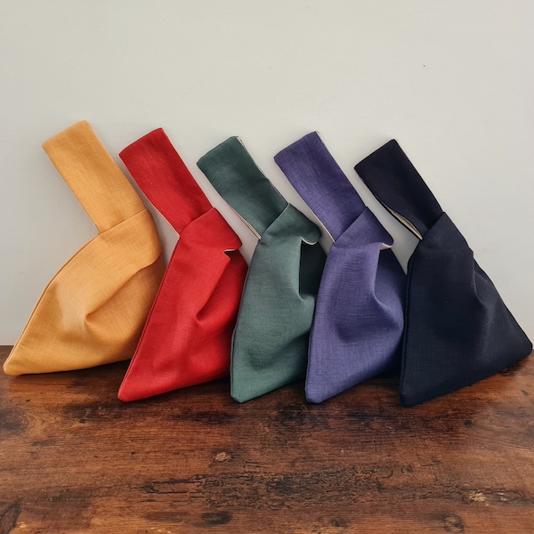Japanische Knotentasche Handtasche aus Leinen in verschiedenen Farben