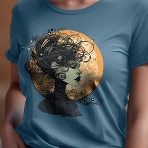 Full Moon Witch Long Sleeve Shirt for Women Full Moon Tee, Girl ...