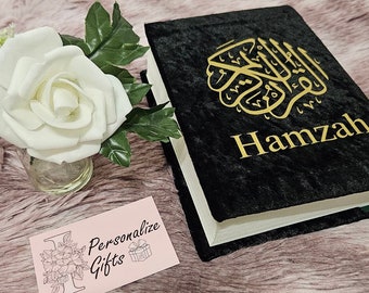 NEW Personalised Qur'aan Cover With Or Without 13 Line Quraan Removable Velvet Protection For Quran Madressah, Wedding, Birthday Eid Gifts