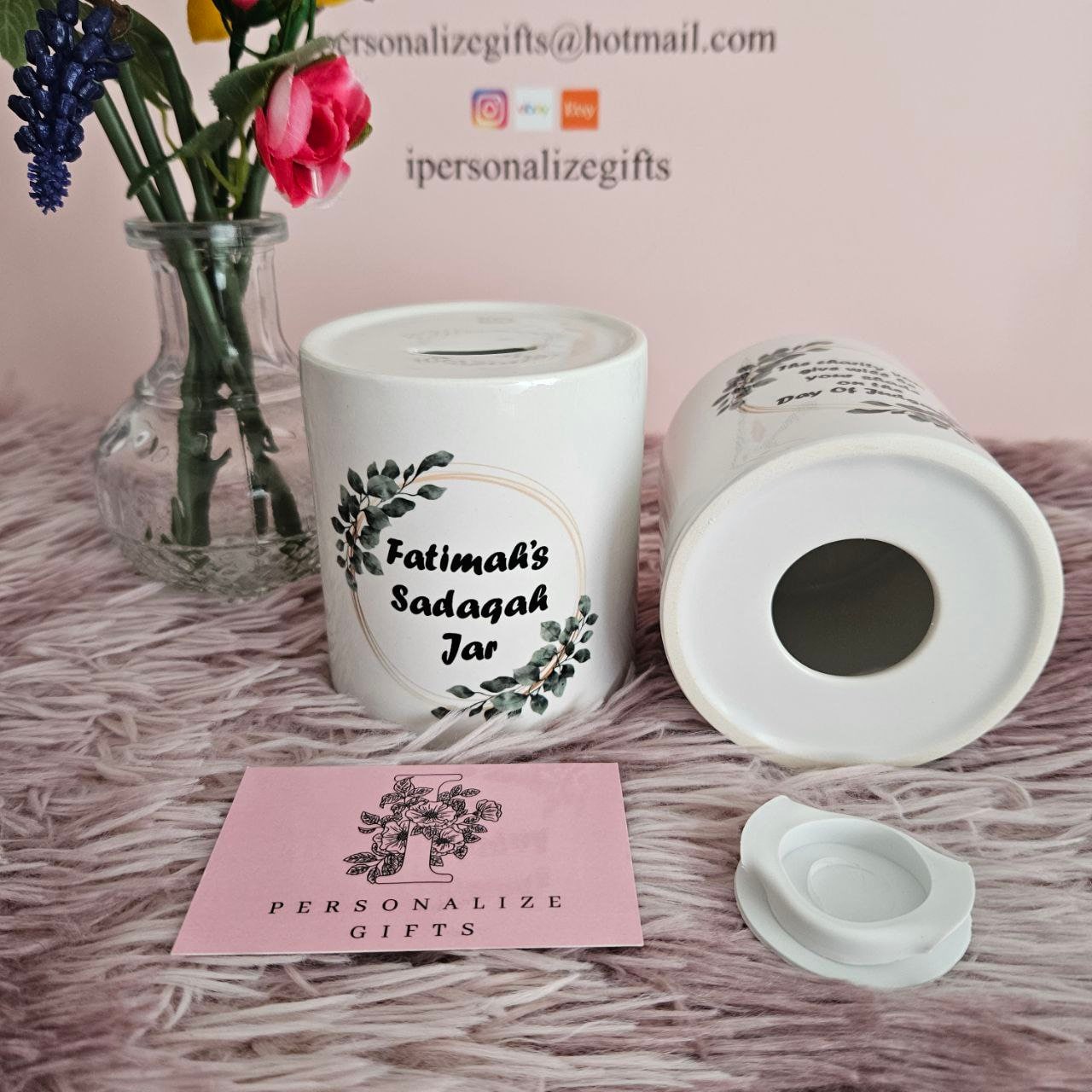 NEW Personalised Sadaqah Jars With Name Islamic Sadqaah Charity Box ...