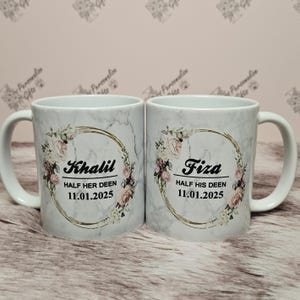 Tazas de boda islámicas personalizadas con el nombre de su media dinamita para parejas, para el señor y la señora, juego de 2, con el nombre del novio y la novia, regalos islámicos para musulmanes