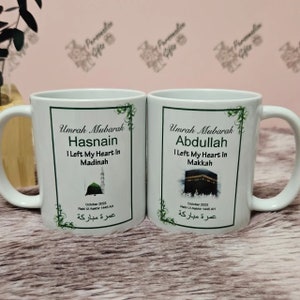 Personalised I Left My Heart In Makkah Madinah Umrah Mubarak Mug 2024 Islamic Gifts For Hajja Hajji Muslimah Presents Cups Hijri Date