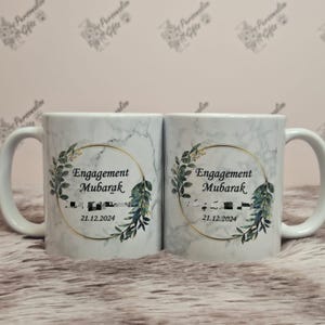 Juego personalizado de 2 tazas de compromiso para él y ella, matrimonio islámico, parejas, bodas, para el señor y la señora, la novia, el novio, el nombre, Nikkah, regalos islámicos, musulmanes