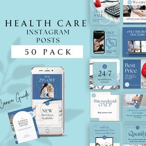 Canva Template Instagram Healthcare, Social Media Templates For Healthcare, Social Media Posts Medical, Healthcare Instagram Posts, Medical