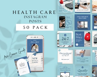 Canva Template Instagram Healthcare, Social Media Templates For Healthcare, Social Media Posts Medical, Healthcare Instagram Posts, Medical