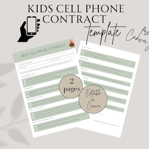 Cell Phone Contract For Kids, Canva Template, Smartphone Contract, Parent Teen Contract, Teen Cell Phone Use, Mobile Phone Rules,Screen Time