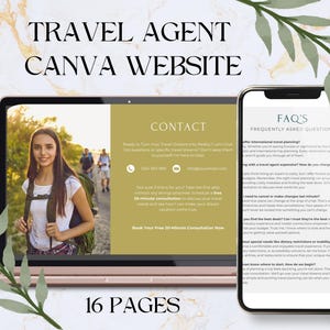 Travel Agent Website Canva, Travel Agency Website Template, Travel Agent Website Design, Travel Advisor Tools, Travel Marketing, Editable
