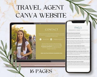 Travel Agent Website Canva, Travel Agency Website Template, Travel Agent Website Design, Travel Advisor Tools, Travel Marketing, Editable