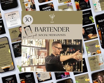 Bar Social Media Templates, Social Media Templates Mobile Bar, Bartender Social Media Post, Bartending Business, Mixologist Instagram Posts
