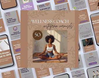 Wellness Instagram Carousel Template, Wellness Coach Business, Social Media Coach, Instagram Bundle, Social Media Kit, Health And Wellness