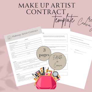 Make Up Artist Contract, Editable Makeup Contract Template, Editable Bridal Make Up Contract, Small Business Template, Beautician Template