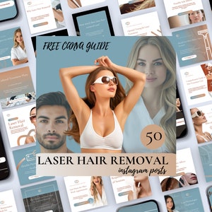 Laser Hair Removal Instagram, Laser Hair Removal Social Media, Canva Template, Ig Content, Blue Instagram Post, Laser Hair Removal Treatment