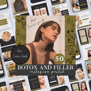 Botox And Filler Instagram Posts, Botox Instagram Post, Anti Wrinkle And Filler, Luxury Botox Social Media Posts, Medspa Canva Template