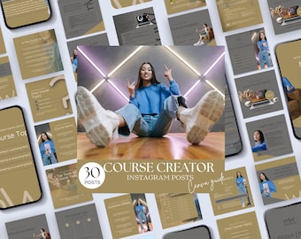 Course Creator Instagram Template, Instagram Templates For Creators, Online Course Template, Course Creator Social Media Canva Templates