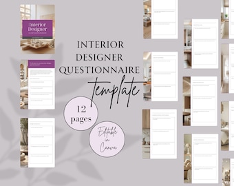 Questionário de Design de Interiores, Questionário de Cliente de Design de Interiores, Modelo de Designer de Interiores, Designer de Sala, Consulta de Design, Decoração