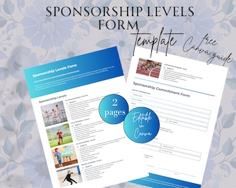 Patenschaftsstufen-Formular, Patenschaftsstufen-Vorlage, Canva bearbeitbare Vorlage, Patenschafts-Business-Vorlage, Event-Spendenvorlage