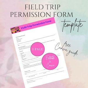 Field Trip Form, Field Trip Permission Form, School Form, Daycare Field Trip, Parent Permission,Trip Permission Slip,Consent Forms,Preschool