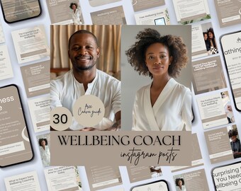 Wellbeing Coach Instagram, Wellness Clinic Instagram Template, Wellbeing Coach Templates, Health Coach Ig, Mental Health Templates, Canva