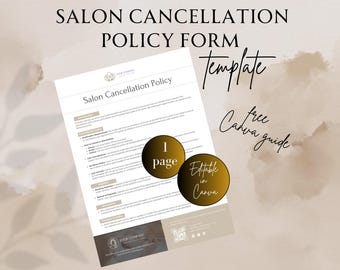 Salon Cancellation Policy, Cancellation Policy For Hair Salon, Cancellation Policy Form, Canva Cancellation Policy Template, Small Business