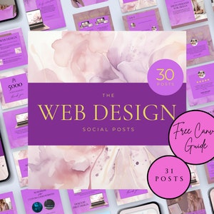 Web Designer Instagram Posts, Web Design Instagram Template, Website Designer Marketing, Free Canva Guide, Social Media Managers