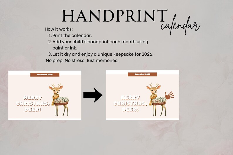 Handprint Calendar Template 2026, Footprint Craft, Keepsake Gift for ...