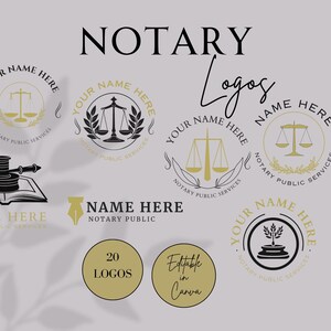 Notary Public Logo, Notary Logo Design, Notary Marketing, Canva Notary Template, Notary Service Logo, Notary Stamp, Editable Logo Design