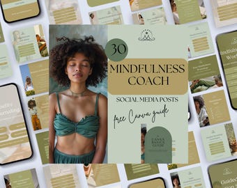 Midfulness Coach Social Media Template, Mindfulness Coach Instagram Template, Mindfulness Canva Template, Life Coach Social Media Content