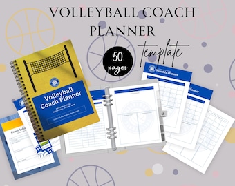 Volleyball Coach Planner Printable, Vollayball Planner, Small Business Template, Canva Printable Template, Volleyball Game Day,Sports Roster