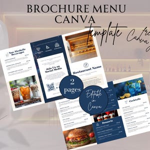 Folleto de menú Canva, plantilla de folleto de menú, menú de restaurante, folleto de menú de comida, plantilla de menú de bar, folleto tríptico, plantilla de lista de precios