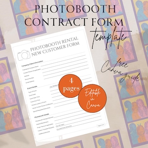 Photo Booth Rental Contract, Photo Booth Agreement, Photo Booth Contract Template, Editable Canva Template, Photo Booth Business Template