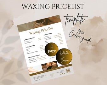 Waxing Services Price List, Waxing Price List, Salon Price List, Waxing Service, Printable Price List Canva, Editable Price List, Makeup