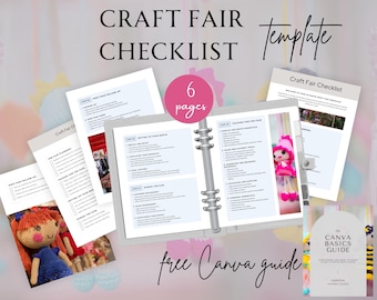 Craft Fair Checklist, Canva Template, Handmade Business Template, Craft Show Planning, Craft Show Organization, Craft Fair Planner, Editable