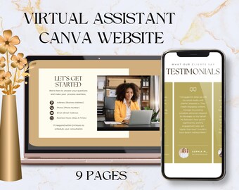 Assistant virtuel de modèle de site Web Canva, Conception de site Web, Site Web de Virginie, Modèle de site Web neutre, Fait pour vous, Site Web de petite entreprise, Virginie
