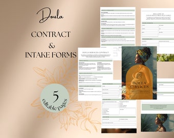 Afdrukbaar Doula-contractsjabloon, Doula-contract en intakeformulier, Doula-contract afdrukbaar, Birh Doula-contract en formulier, formulier geboorteverpleegkundige
