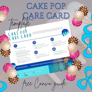 Cake Pop Care Card, Cake Pops Care Card Template, Packaging Insert, Cakesicles Care Card, Cake Pop Instructions, Cake Pop Care Insert,Bakery