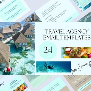 Travel Agency Email Templates, Blue Travel Agent Email Marketing, Email Header Banner, Travel Agent Canva Template, Travel Email Marketing