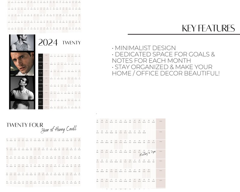 Giant 2024 Henry Cavill Wall Calendar Huge Yearly Planner Horizontal